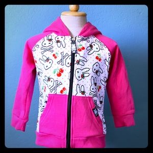 Kids zipper hoodie Cherries pink size 2 years